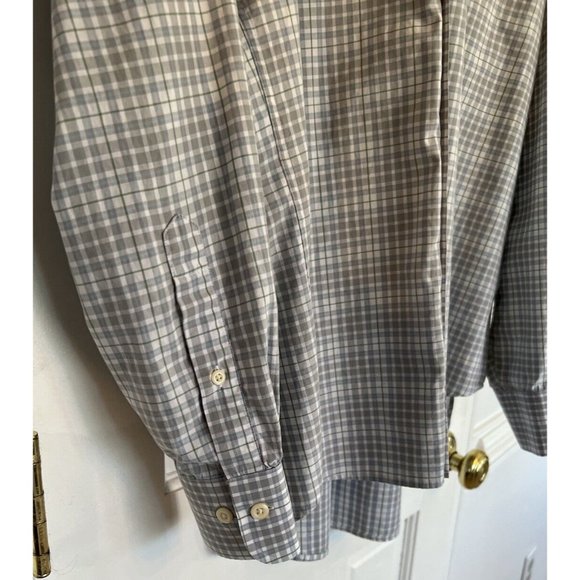 Men’s Peter Millar Gray Blue Check Shirt Plaid Button Down Shirt Size XL - Picture 3 of 11